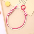 Pink and beige braided PU leather lanyard with metal round clips for phone or keys - Hand Chain / Rose Red and Beige