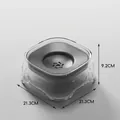 Grey 2000ml anti-splash floating dog water bowl with non-slip base for pets - Transparent Floating Water Bowl / Deep Sea Gray