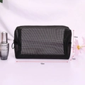 Portable black mesh cosmetic bag with zipper and large capacity, size 18x10x6cm - 03 Square Mesh Bag 18# (Black)
