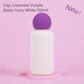 Ivory white 350ml stainless steel thermos with purple spherical lid on pink base - Ivory White Body with Deep Purple Ball Lid