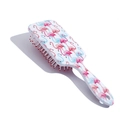 Square hairbrush with cute pink flamingo pattern and white massage bristles - Red Cushion Bird