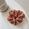 Elegant rose gold satin hair scrunchie with silk texture and high elastic band - Dusty Pink