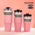 Three sizes of vacuum insulated peach pink tumblers in 40oz, 30oz, and 20oz capacities - 30oz/900ML / Standard Lid Peach Pink