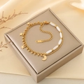 Bracciale a doppio strato dorato con ciondoli a forma di luna e stelle con perline - Stile Ciondolo Stella e Luna (KB208094-YWQY)