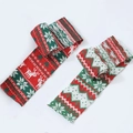 Christmas knit scarves with red reindeer and green geometric wave patterns for winter floral decor - Christmas Scarf / 8x90cm 2pcs/pack