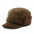 Deep brown winter trapper hat with warm fleece lining and ear flaps for cold weather - L(56-58cm) / Coffee
