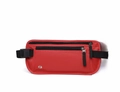 Slim red waterproof RFID blocking travel money belt with two zipper pockets - Red