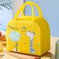 Insulated yellow cartoon lunch bag with giraffe print and sturdy top handles - Yellow Deer