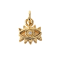 Gold plated evil eye charm with white zircon center for DIY jewelry making - Radiating Eye 14