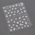 3D embossed nail art stickers with white floral patterns and pearls style TL-037 - 5D Embossed White Floral (TL-037)