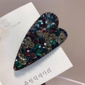 Close-up of heart-shaped BB clip with vibrant multi-colored Czech rhinestones - Ethereal Color