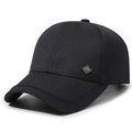 Black baseball cap for men featuring a classic 6-panel design and a side metal logo - Adjustable / Navy Blue