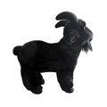 Peluche capra nera realistica con corna ricurve e morbida pelliccia lunga su sfondo bianco - 30x25cm / Capra Nera
