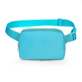 Light blue water-resistant nylon waist bag with adjustable strap and golden zippers - Lake Blue