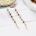 Exquisite gold eyewear chain with colorful faceted beads and lobster clasps - Burgundy Multi-faceted Crystal
