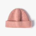 Premium solid pink ribbed knit beanie hat for stylish winter outdoor warmth protection - One Size / Light Pink