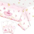 Set de décoration de fête ballerine rose avec motifs de robes en tulle et cygnes fleuris - Nappe