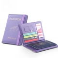 Lavender purple PU leather RFID passport wallet with elastic strap and card slots - Purple