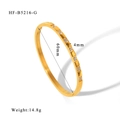 Detail view of 18K gold plated stainless steel bracelet with 60mm diameter and 4mm width - Square Section Round Zirconia Style (HF-B5216-G)