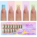 French soft gel nail tip set with 15 sizes and 5 colors for professional nail art - 5-Color French Press-on Nails 08