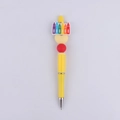 Creative yellow beaded ballpoint pen with colorful mini paintbrush toppers and heart charm - Colorful Crayons