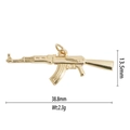 Detailed view of AK-47 gun pendant measuring 38.8mm by 13.5mm with weight specifications - Gold AK47