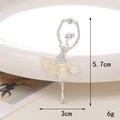 Macro shot of silver ballerina brooch with opal skirt and white rhinestones, 5.7x3cm detail - D540 Resin Girl (Silver White)