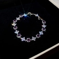 Elegant adjustable silver bracelet featuring purple floral crystals in a black gift box - Purple Flower Inlaid Luxury Bracelet (47#)