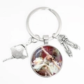 Silver ballet keychain featuring glass pendant dancer charm and ballerina shoes - Ballet Oil Style