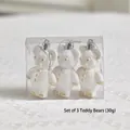 Tre decorazioni a forma di orso geometrico bianco con glitter dorati in scatola trasparente - Orsetto Bianco Set da 3