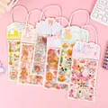 Cute PET cartoon sticker set with 4 sticker sheets and 1 postcard in a 102x290mm pink pack - 4 Stickers + 1 Postcard