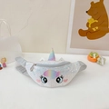 White unicorn sequin waist bag for kids with rainbow horn and adjustable strap - Silver