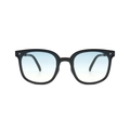 Foldable sunglasses with black frame and gradient blue lenses on white background - Spring Hinge + Premium Box + Cloth / Gradient Blue