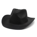 Macro shot of fine textured black straw weave on a western cowboy hat with a pinched crown - M (56-58cm) / Black