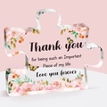 Clear acrylic puzzle piece ornament with floral design and sentimental message on pink background - Sentimental General Thickened Style (Qa17)