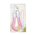 Pink and gray stainless steel cat nail clipper set with file in retail blister pack - Large Blister Pack (With File) / Pink