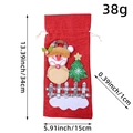 Red Christmas burlap wine bag with snowman applique, 34x15cm dimension view - Snowman
