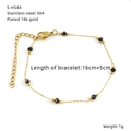 Detail showing 304 stainless steel chain with black beads and 18K gold plating - Gold Black Round Bead Style (S-H544)