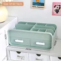 Mint green desk organizer with top compartments and two white drawers, size 26x16x10cm - Standard Storage Box / Green