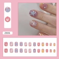 Faux ongles violets avec motifs d'étoiles et cœurs, strass et ensemble de 24 pièces - Papillon Doux (Z806)