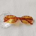 Retro oval sunglasses with translucent orange frames and yellow tinted lenses - Retro Orange Oval (05)
