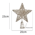 Sparkling gold sequin star Christmas tree topper ornament with spiral base 23cm height - 20cm / Champagne Gold