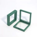 Dark green floating jewelry display box with PE film for rings and earrings - Dark Green; 7*7*2cm