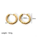 Polished 18K gold plated thick hoop earrings with 23mm outer diameter dimensions - Gold - 16mm Inner Diameter