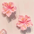Sweet pink cherry blossom hair clips with realistic floral petals and yellow stamens - Double Cherry Blossom Hair Clip
