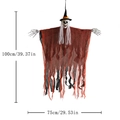 Halloween Hängegeist mit schwarzem Hexenhut und rot-schwarzem Netzumhang, 100cm - Orange Hut Hängender Geist