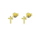 Minimalistische S925 Sterlingsilber Kreuz Ohrstecker in poliertem Gold für Damen - 925er Silber / Gold