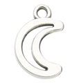 DIY silver alloy moon pendant charm for vintage necklace and bracelet jewelry making - Hollow Moon 10x17mm / Antique Silver