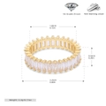 Close-up of eternity ring with baguette-cut clear zircons on gold-plated 925 silver band - US Size 8 / Gold