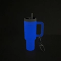 Blue glow-in-the-dark tumbler keychain with handle and straw for lip balm storage - Glow In The Dark Royal Blue